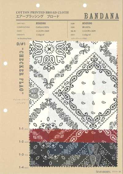 850590 Broadcloth com acabamento air-brushing BANDANA CHECKER FLAG