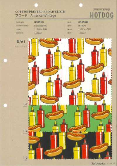 850598 Popeline Vintage Americano Cachorro-Quente