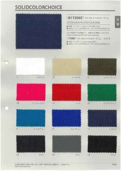 B17200Z T/C 20s Sarja Denim Colorido Meio Dobrado