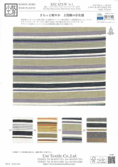 KYC673-W-1 Algodão Viscose Linho Dobby Listras Horizontais Múltiplas Largura Larga