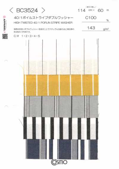 BC3524 40/1 Voile Listrado com Acabamento de Dupla Lavagem