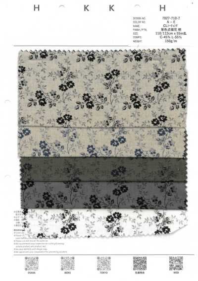 7027-710-7 CL Tecido Sheeting com Flor Pontilhada de Cor Única