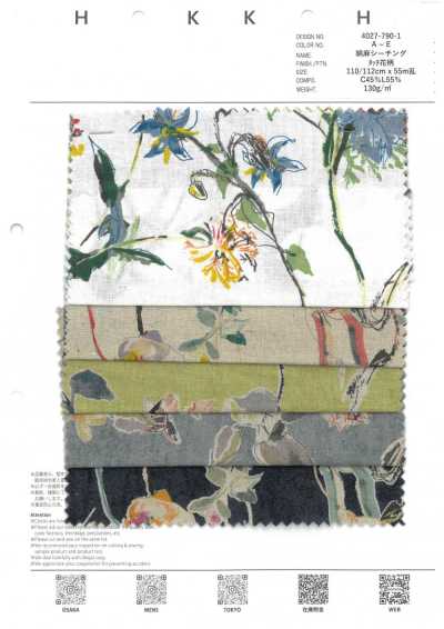 4027-790-1 Tecido cru de algodão e linho Toque Floral