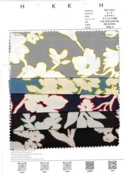 7027-810-1 CR Cetim Floral com Listras