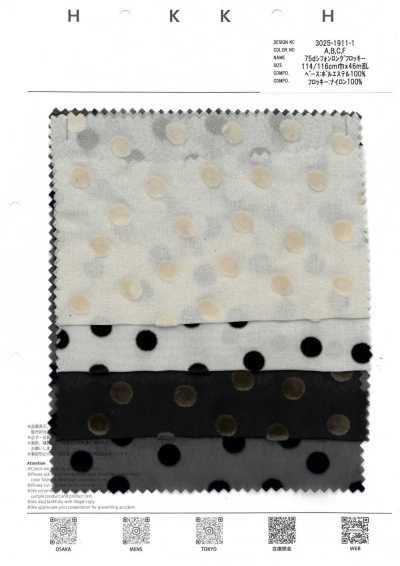 3025-1911-1 Chiffon 75d Longo Flocado Com Bolinhas Aleatórias