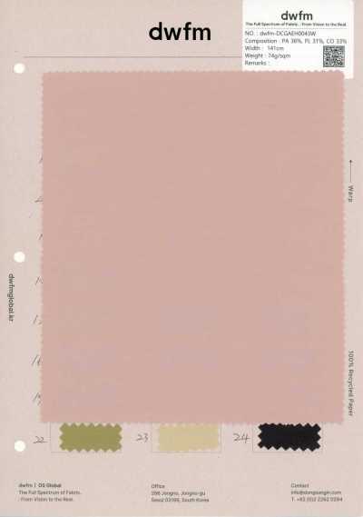 DWFM-DCGAEH0043W Voile De Algodão E Nylon Com Lavagem Enzimática