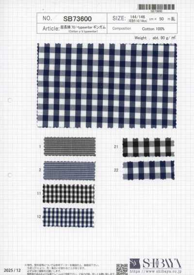 SB73600 Algodão de fibra extra longa 70/- Gingham Typewriter