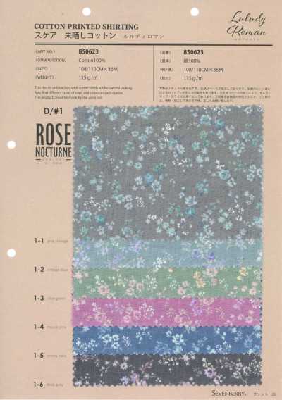 850623 Cambraia de algodão cru Luludi Roman Rose Nocturne