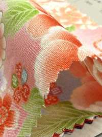 850628 Cambraia floral com padrão japonês dourado, peônia, crisântemo, malva-rosa e tambor[Têxteis / Tecidos] VANCET Mais fotografias