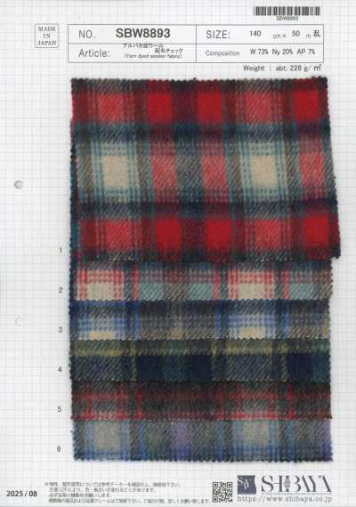 SBW8893 Xadrez de lã com mistura de alpaca escovada