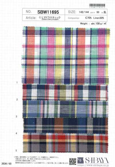 SBW11695 Xadrez Madras algodão/linho