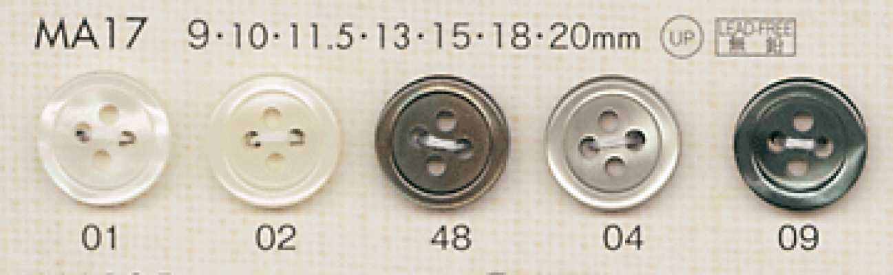MA17 DAIYA BUTTONS Botão de poliéster com aparência de concha