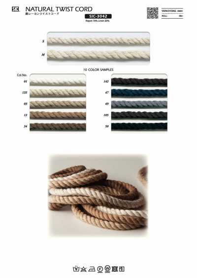 SIC-3042 Cordão torcido de linho e rayon