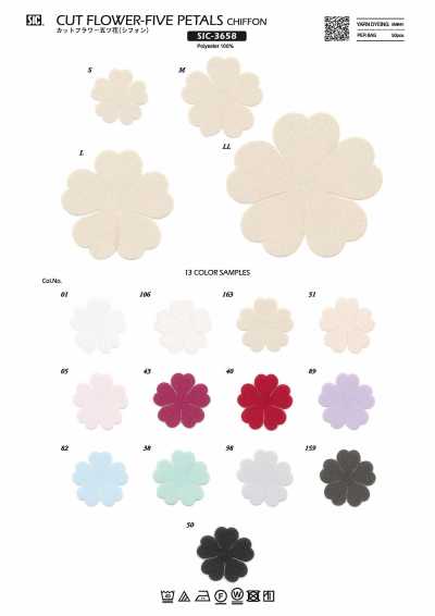 SIC-3658 Flor cortada Cinco flores (chifon)