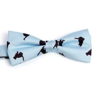 BF-CAT-SB Gravata borboleta estampada de seda com motivo de gato azul-celeste