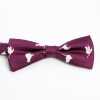 BF-CAT-WI Gravata borboleta estampada de seda com motivo de gato vinho