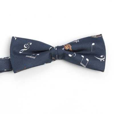 BF-JAZZ-NV Gravata borboleta estampada em seda Jazz azul-marinho