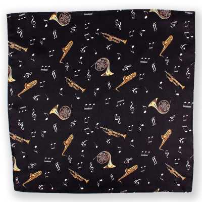 CF-JAZZ-BK Lenço de bolso estampado de seda Jazz Black