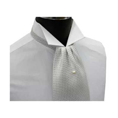 FAS-902 Gravata ascot, branca com poás cinza