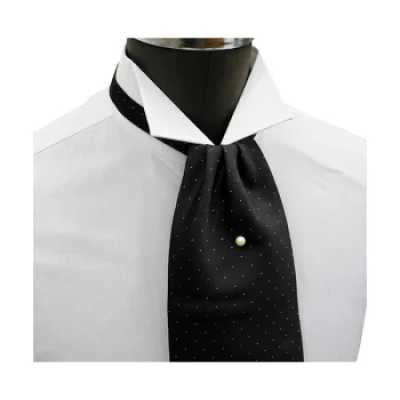 FAS-920 Gravata ascot, preta com pintas brancas