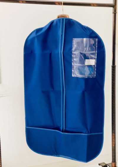 NO80 Saco para vestuário em tecido não tecido dupla face com dobra Azul