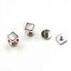 P-2 Botão de pino de prata pura, madrepérola preta, formato quadrado prateado