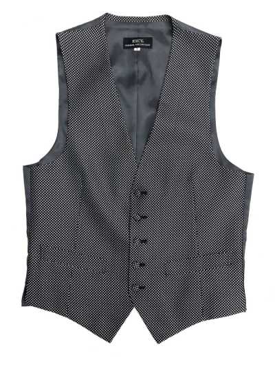 V-153N Colete formal de seda jacquard xadrez azul-marinho