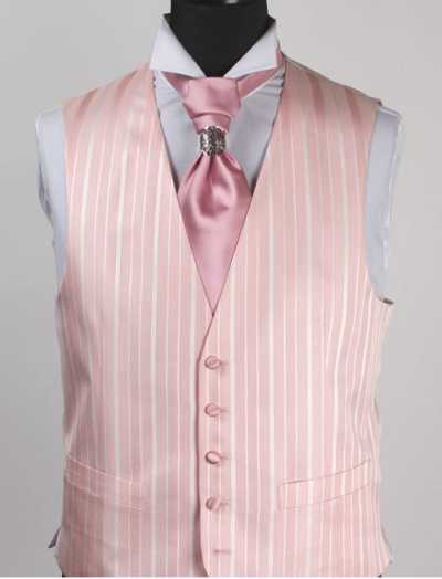 V-987PI Colete formal de jacquard de seda listrado rosa