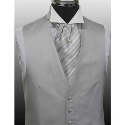 V-990 Colete social Jacquard de seda Cinza prateado