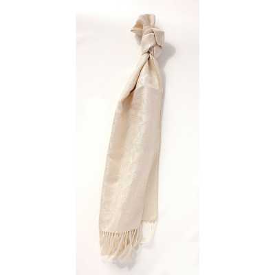 VST-4 Estola Feita com Tecido de Seda VANNERS, Estampa Paisley, Dourado Champanhe