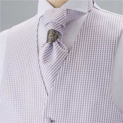 YT-21 Fabricado no Japão Gravata ascot jacquard (gravata euro), padrão xadrez, roxo