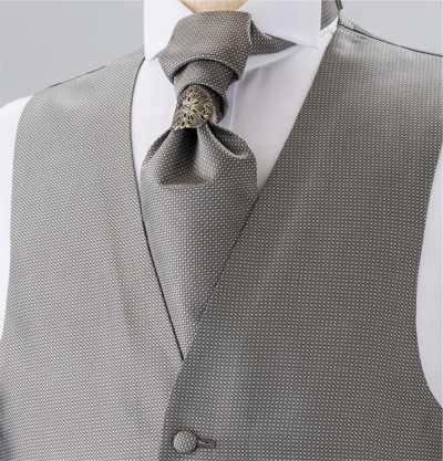 YT-300 Gravata ascot de seda fabricada no Japão (gravata europeia) padrão komon cinza