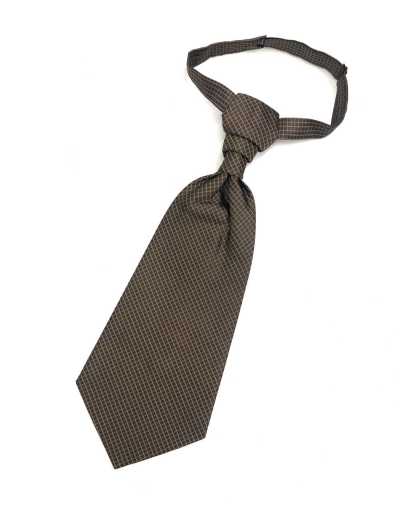 YT-944 Gravata Ascot Fabricada no Japão (Gravata Europeia) Jacquard de Seda Xadrez Marrom