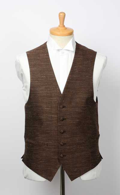 VANNERS-V-041 Colete Feito com Tecido Tri-blend VANNERS, Padronagem Glen Check, Marrom