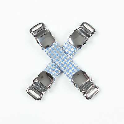 VAB-12 Liga para camisa feita com tecido VANNERS, padronagem pied-de-poule, azul sax