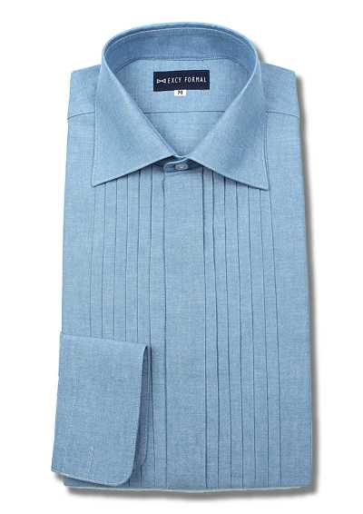 ST-512D Camisa jeans com pregas e gola larga