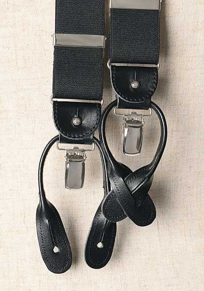 AT-BLACK-XL Suspensórios Albert Thurston preto liso tipo 2 vias tamanho XL