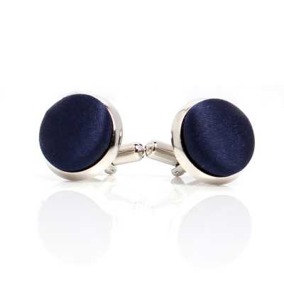 CUFF-V01 Abotoaduras revestidas com tecido de seda VANNERS, azul-marinho