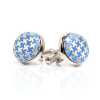 CUFF-V12 VANNERS Seda Têxtil Nogueira Punhos Padrão Houndstooth Saxe Azul