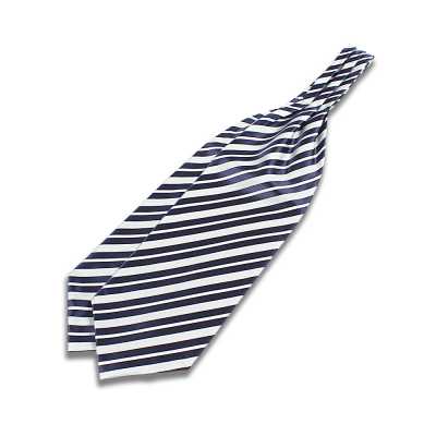 VAS-51 Gravata ascot de seda VANNERS, azul-marinho listrada