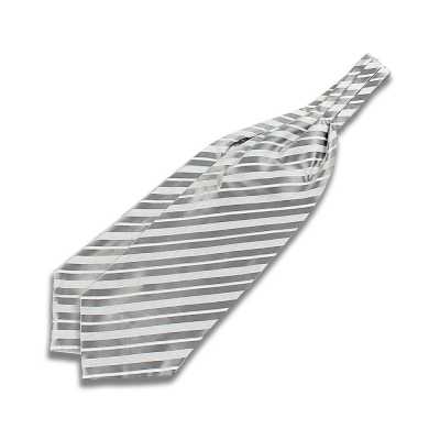 VAS-52 VANNERS Gravata Ascot de Seda Listrada Prateada