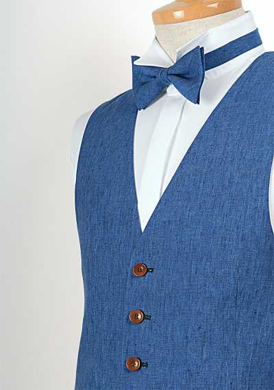 LV-2 Colete de linho azul fabricado no Japão