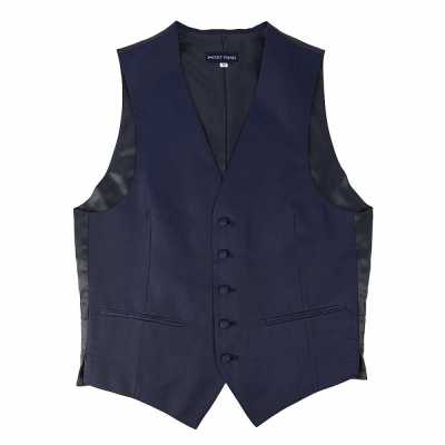 V-304 Colete formal, Jacquard de seda, azul-marinho