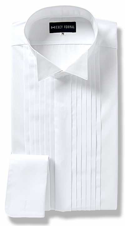 ST-501 Camisa com gola asa, frente pregueada e carcela oculta