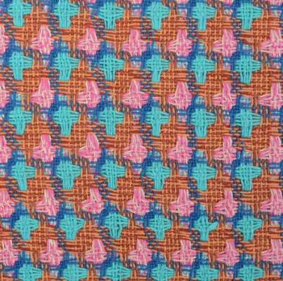 A7545 Linton Tweed, Tecido Feito na Inglaterra Laranja × Azul-turquesa × Rosa