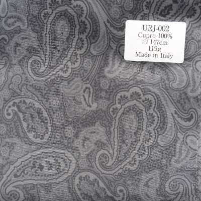 URJ-002 Forro estampado 100% cupro, fabricado na Itália, com padrão paisley cinza
