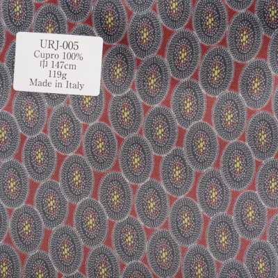 URJ-005 Forro estampado 100% cupro, fabricado na Itália, com padrão de pequenos motivos