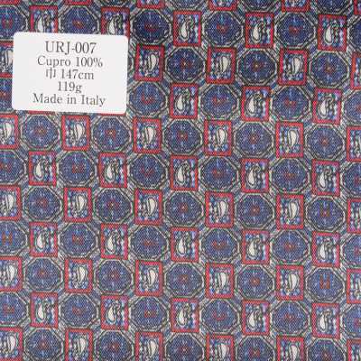 URJ-007 Forro estampado 100% cupro, de fabricação italiana, com estampa pequena