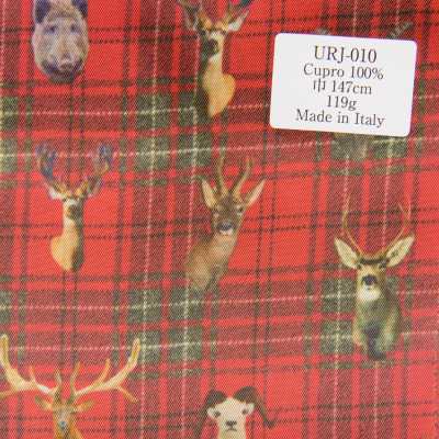 URJ-010 Fabricado na Itália Forro estampado 100% Cupro xadrez tartan sobre estampa animal