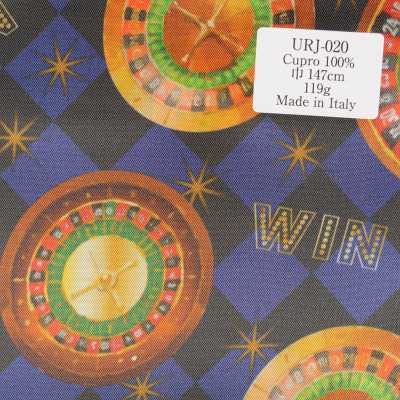 URJ-020 Feito na Itália Forro estampado 100% Cupro Série Casino com estampa de roleta